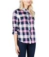 Maison Jules Womens Plaid Relaxed Fit Button Up Shirt