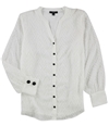 Alfani Womens Fringe Pattern Button Down Blouse white XL