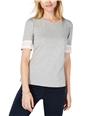 maison Jules Womens Puffed Sleeve Varsity Basic T-Shirt gray S