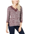 Maison Jules Womens Striped Trim Pullover Sweater