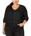Style & Co. Womens Button-Down Thermal Blouse black 1X