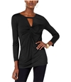I-N-C Womens Twist-Front Pullover Blouse black XS