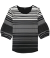 Alfani Womens Striped Illusion Sleeve Pullover Blouse black XS