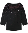 Alfani Womens Sequined Pullover Blouse black 1X
