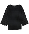 Alfani Womens Fringe-Stripe Pullover Blouse black 1X