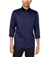 I-N-C Mens Velvet Collar Button Up Shirt darkblue 2XL