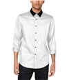I-N-C Mens Velvet Collar Button Up Shirt whitepure 2XL