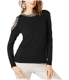 I-N-C Womens Embellished Pullover Sweater black M