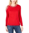 I-N-C Womens Embellished Pullover Sweater darkred S