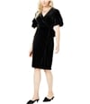 maison Jules Womens Velvet Wrap Asymmetrical Dress deepblack XXS