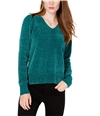maison Jules Womens Chenille V-Neck Pullover Sweater brightgrn XS