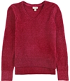 maison Jules Womens Chenille V-Neck Pullover Sweater darkpink M
