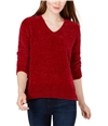 maison Jules Womens Chenille V-Neck Pullover Sweater red S