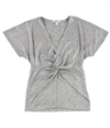 bar III Womens Twist Front Basic T-Shirt silver M