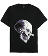 I-N-C Mens Purple & White Skull Graphic T-Shirt deepblack XS