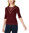 maison Jules Womens Intarsia Pullover Sweater rubywine XS