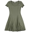 bar III Womens Ribbed Fit & Flare Dress dustyolive S