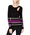 I-N-C Womens Striped Cutout Pullover Sweater black L