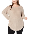 I-N-C Womens Waffle Side Zip Pullover Sweater beige 1X