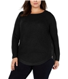 I-N-C Womens Waffle Side Zip Pullover Sweater black 1X