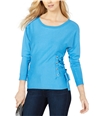 I-N-C Womens Lace Up Sides Pullover Sweater brightblue M