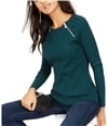 I-N-C Womens Shoulder Zip Pullover Sweater medgreen XS