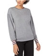 maison Jules Womens Striped Cuff Pullover Sweater softgreyhthr S