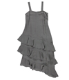 bar III Womens Ruffled A-line Asymmetrical Midi Dress greydot 0