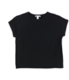 bar III Womens Solid Crop Basic T-Shirt black 2XL