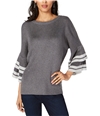 I-N-C Womens Tiered Sleeve Pullover Sweater gray S