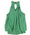 bar III Womens Keyhole Cold Shoulder Blouse green S