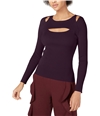 bar III Womens Cutout Ribbed Pullover Sweater blackcurrant 2XL