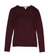 bar III Womens Cutout Ribbed Pullover Sweater mediumred L