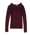 bar III Womens Cutout Ribbed Pullover Sweater wine XS