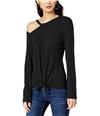 I-N-C Womens Tie-front Pullover Blouse black XS