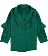 Alfani Womens Flounce Sleeve Jacket darkgreen 1X
