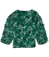 Alfani Womens Bubble Pullover Blouse green 1X
