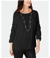 JM Collection Womens Necklace Pullover Blouse black M