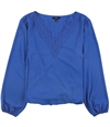 Alfani Womens Lace-Trim Pullover Blouse darkblue M