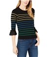 maison Jules Womens Ruffled Cuff Pullover Sweater blackcombo XS