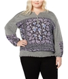 Style & Co. Womens Paisley-Print Peasant Blouse medpurple 1X