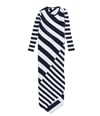 bar III Womens Stripe Asymmetrical Sweater Dress navy M