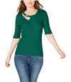I-N-C Womens Hardware-Embellished Pullover Sweater medgreen L