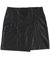 bar III Womens Faux Leather Mini Wrap Skirt black M