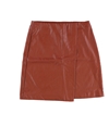 bar III Womens Faux Leather Mini Wrap Skirt henna S