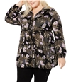Style & Co. Womens Tiered Button Down Blouse black 1X