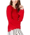 I-N-C Womens Lace Bell-Sleeve Knit Sweater darkred S