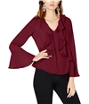 I-N-C Womens Sculpted Ruffle Pullover Blouse port L