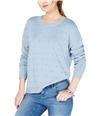 I-N-C Womens Pearl Rhinstone Knit Sweater blue S