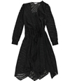 bar III Womens Burnout Wrap Dress black XXS